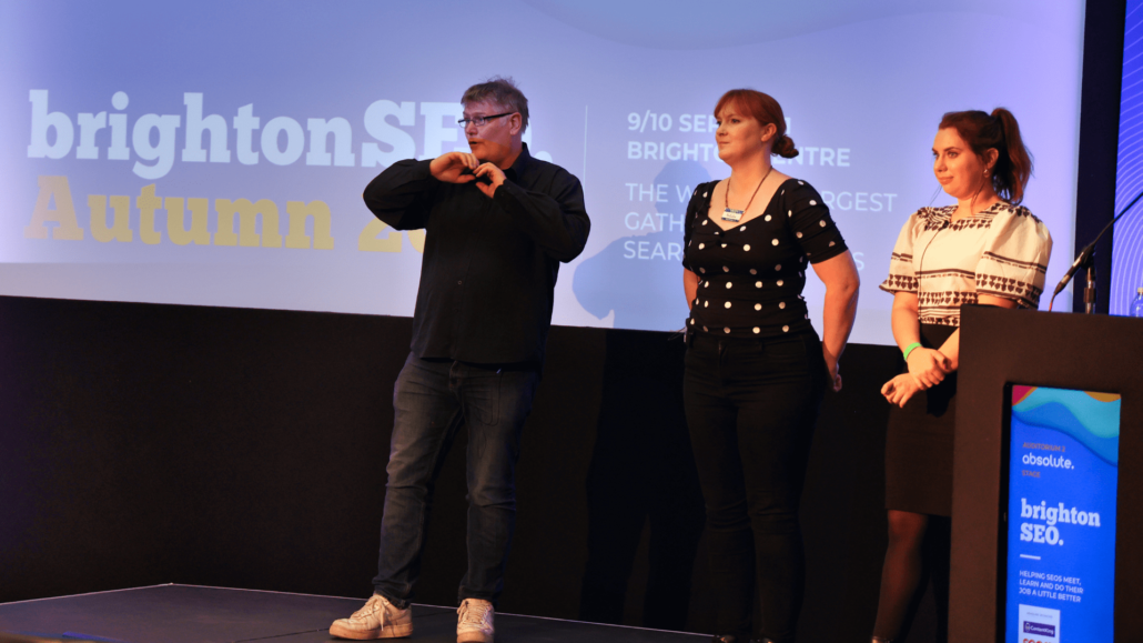 Dixon Jones with Natalie Arney and Joanna Beech at BrightonSEO