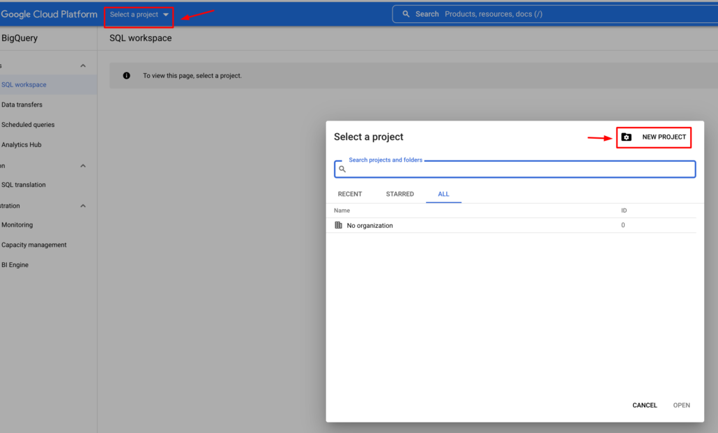 Create a BigQuery Project