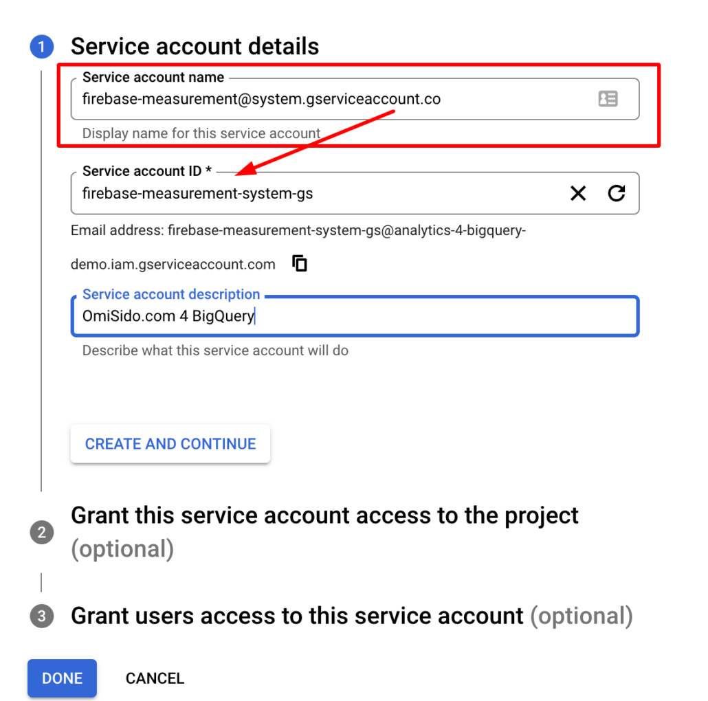 Service Account Details