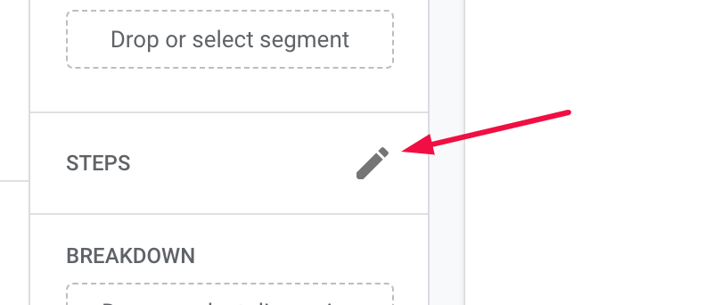 To configure the funnel steps, click the pencil icon in the 'Steps' section